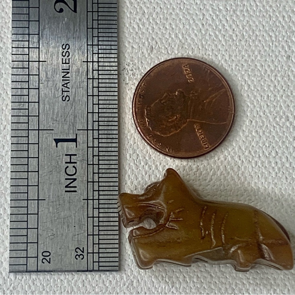 Hand Carved Jade Chinese Zodiac Tiger Drilled Animal Bead Stone Figurine 20th C. - Picture 14 of 15